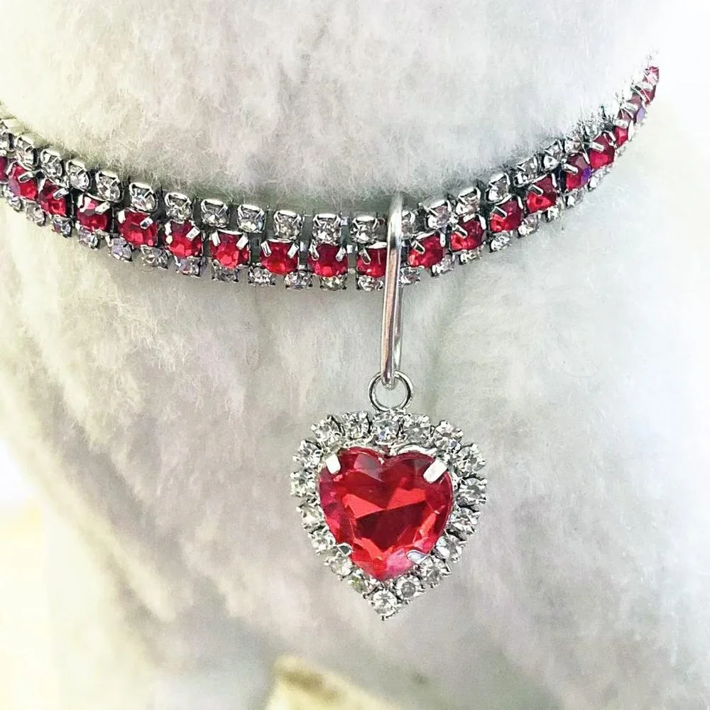 NEW Sparkling Bling Swarovski Crystal Rhinestone Heart Pet Collar: Cat O… - Picture 3 of 7